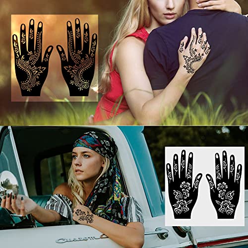 Indian Arabian Henna Tattoo Stencils Kit - 12 Reusable Body Art Templates