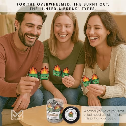 Positive Dumpster Fire Affirmation Cards - 60 Hilarious Support Cards in Jar