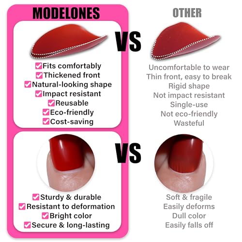 AJEAJE Red Ombre Press-On Nails 30 Pcs Full Cover with Glue Box Kit (Medium) – Easy Apply