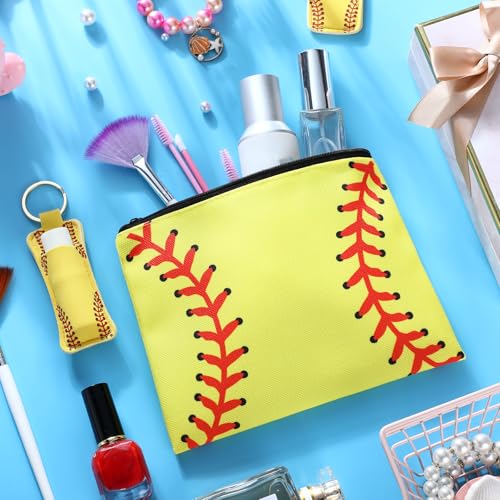 Saintrygo 20-Pack Softball Makeup Bags with Keychain Holder