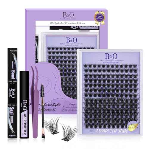 B&Qaugen B02 Wispy Lash Clusters Kit - 156 Natural Eyelash Extensions for DIY Lash Extensions