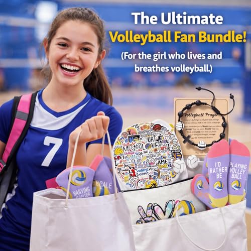 Volleyball Gift Set for Girls: Jewelry, Socks, Makeup Bag & Stickers