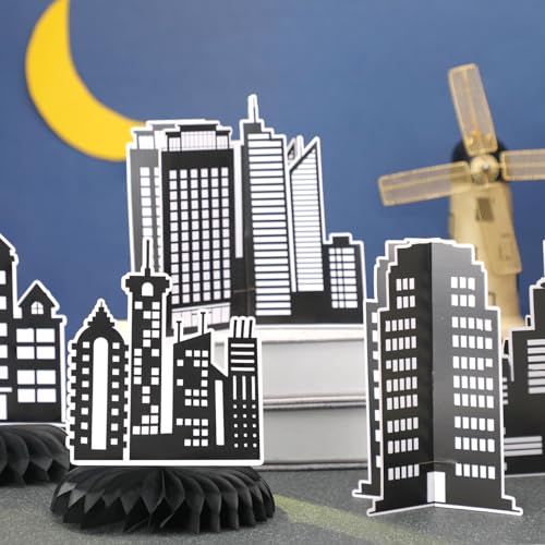 12-Piece Hero City Skyscraper Honeycomb Centerpieces