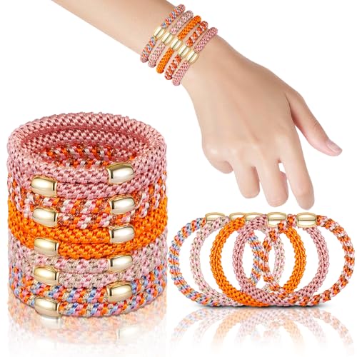 FORENEE Braided Hair Ties for Thick Hair - 10 Pack Persimmon Orange