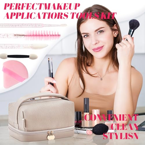 Pink Disposable Makeup Applicators Kit with Organizer - 206 pcs Professional Tools