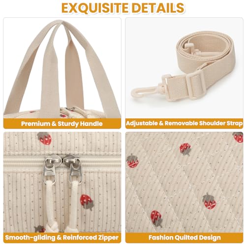 ELONGRIVER Insulated Corduroy Lunch Bag for Women & Teens - 10L Capacity, Cute Design, Portable Tote Cooler