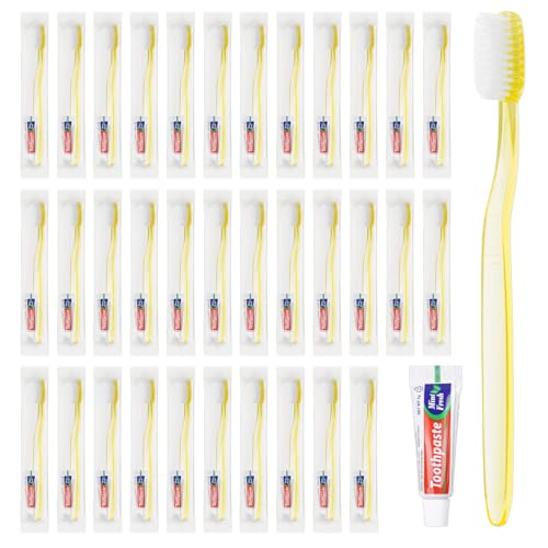 Disposable Toothbrush and Toothpaste Set - 60 Pack for Travel & Hotels
