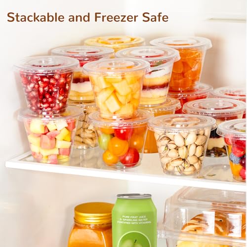 9oz Clear Plastic Cups with Flat Lids - Sturdy & Leak-Proof, 50 Sets