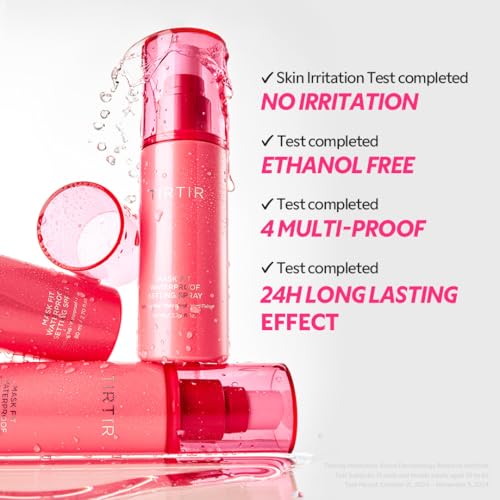 TIRTIR Waterproof Setting Spray ? 24 Hour Long Lasting Fix, Sweatproof Water Resistant Makeup Finisher ? Ethanol Free, Semi Matte Finish for Oily Skin ? Korean Makeup Fixer
