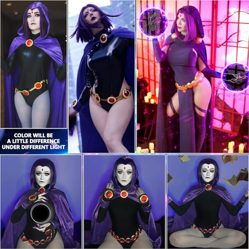 Dark Purple Bob Wig with Ruby Sticker for Women's Cosplay