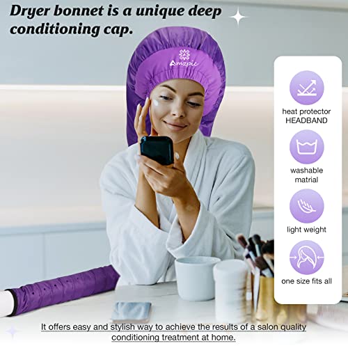 Amzpic XXXL Bonnet Hair Dryer Attachment with Heat-Protection Headband