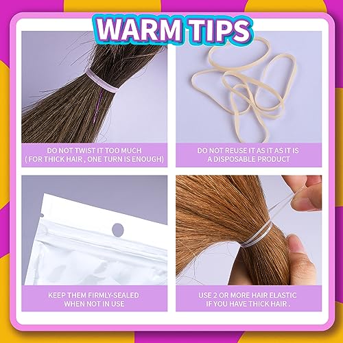 Teenitor 300pcs Beige Hair Ties - Strong, Soft & Stretchy Elastics