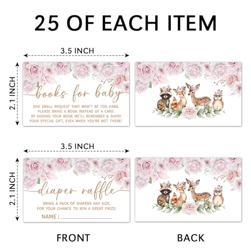 Floral Woodland Baby Shower Invitations Set - 25 Cards & Envelopes