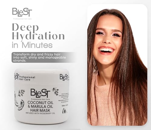 Blest Professional Coconut & Marula Oil Hair Mask - Deep Repair & Shine, 500ml