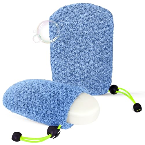 MIG4U Exfoliating Soap Saver Bag - 2 Bamboo Shower Pouches