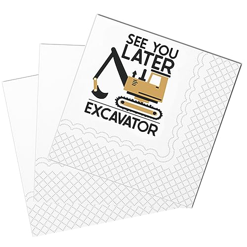 SharkBliss See You Later Excavator Cocktail Napkins - 50 Pack, 2-Ply, 5x5"