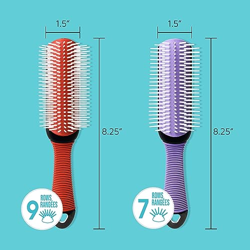 KISS Colors & Care 7-Row Detangling Hair Brush - Non-Slip Grip