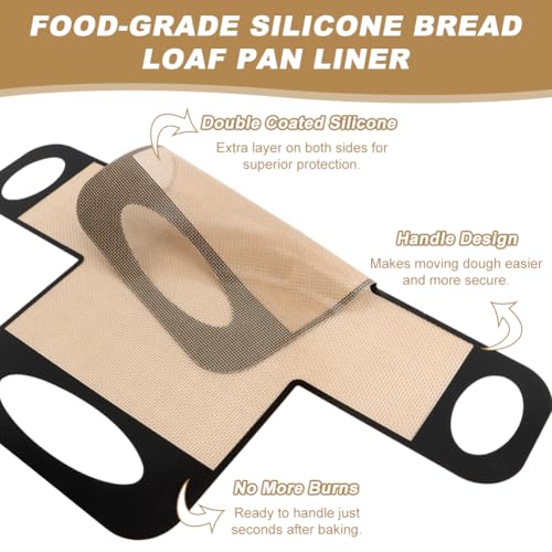 Silicone Bread Sling Set - Non-Stick Baking Mat with 4 Handles