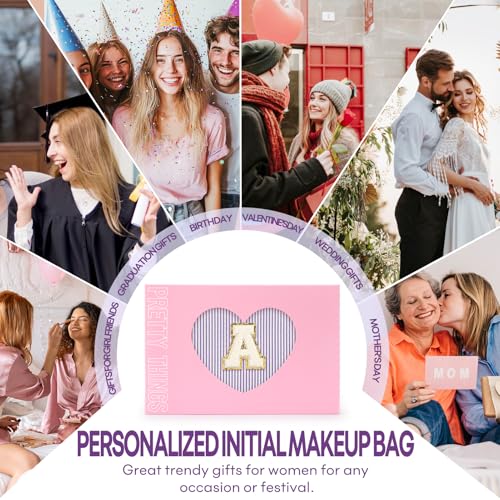 Mibasies Purple Large Initial Makeup Bag for Women - Travel Toiletry Organizer