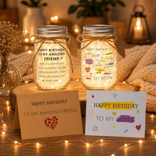 Light Up Jar with Greeting Card - Thoughtful Birthday Gift for Best Friend