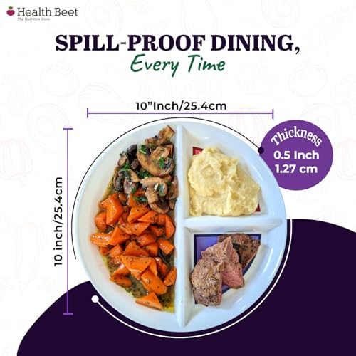 Health Beet Diabetic Portion Control Plate - 10” Sectioned Meal Plate for Balanced Eating