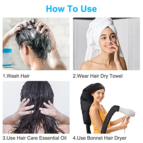 HIFILTURE Black Upgraded Large Hooded Hair Dryer Bonnet Cap with Long Tube