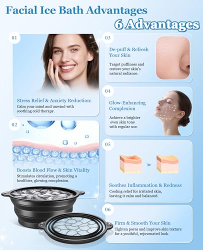 Black Silicone Face Ice Bath Bowl with Built-in Ice Tray – Portable Cold Plunge for Skin Tightening & Puffiness Relief