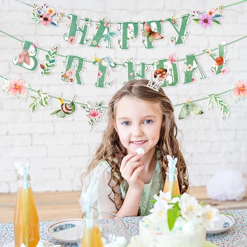 Sage Green Butterfly Happy Birthday Banner - Pre-Strung Party Decor