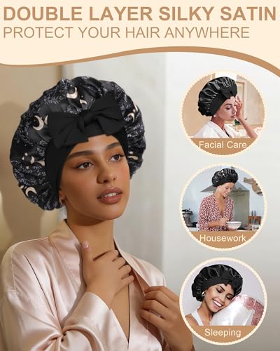 AWAYTR Reversible Satin Sleep Bonnet for Women & Men, Hair Protection & Styling