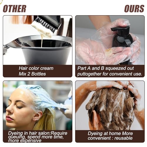 Sminktec Herbal Hair Dye Shampoo 3 in 1 Dark Brown for Gray Hair - Natural Color & Nourishing Care