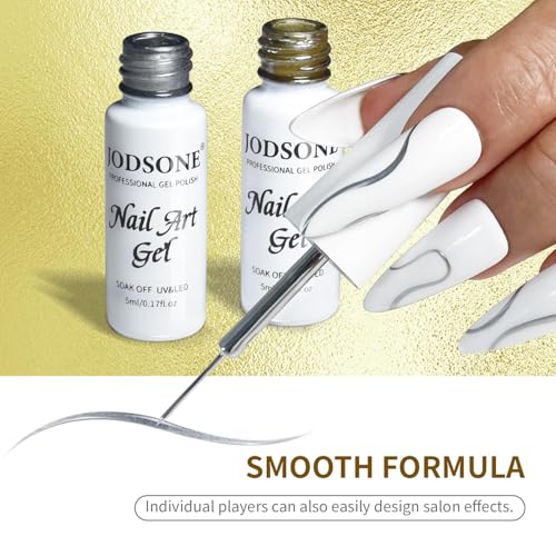 JODSONE Metallic Nail Art Gel Liner Set - Gold & Silver 3D Effect