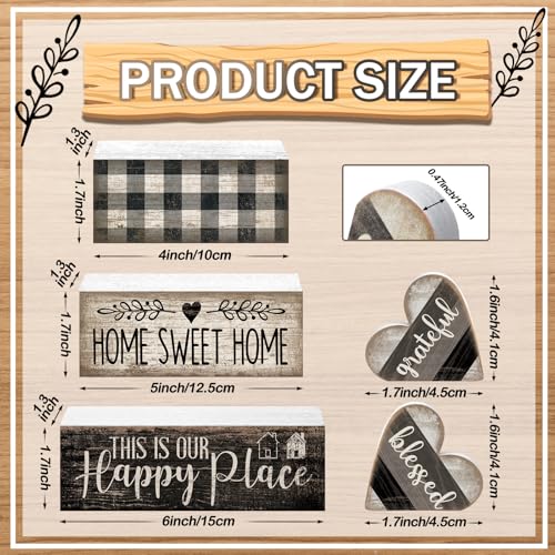 Moucuny 4-Piece Farmhouse Black & White Wooden Signs Set