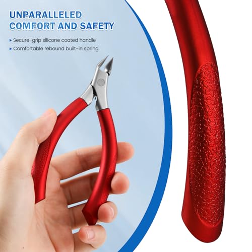 BEZOX Small Red Straight Blade Toenail Clippers for Thick Nails - Precise Trim