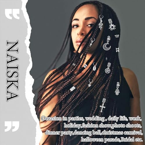 NAISKA Viking Hair Jewelry Set - 186 Pcs Norse Beads & Cuffs