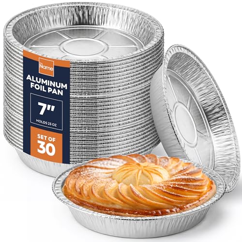 30 Pack 7-Inch Round Aluminum Foil Pans - Disposable Pie Tins