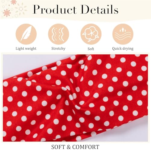 SENMAY Women's Polka Dot Fabric Headbands 3-Pack Wide Stretch Hair Accessories