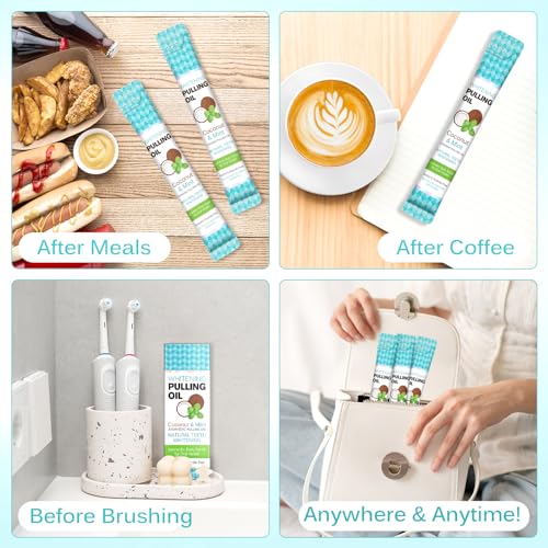 Coconut Pulling Oil Mouthwash Travel Sachets - Natural Mint Oral Care (20 Pack)
