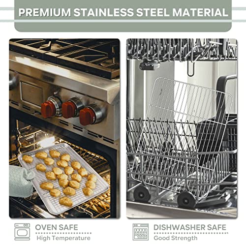 Herogo 2 Pack Stainless Steel Cooling Racks, 9.6" x 7.4" - Oven Safe & Rust Resistant