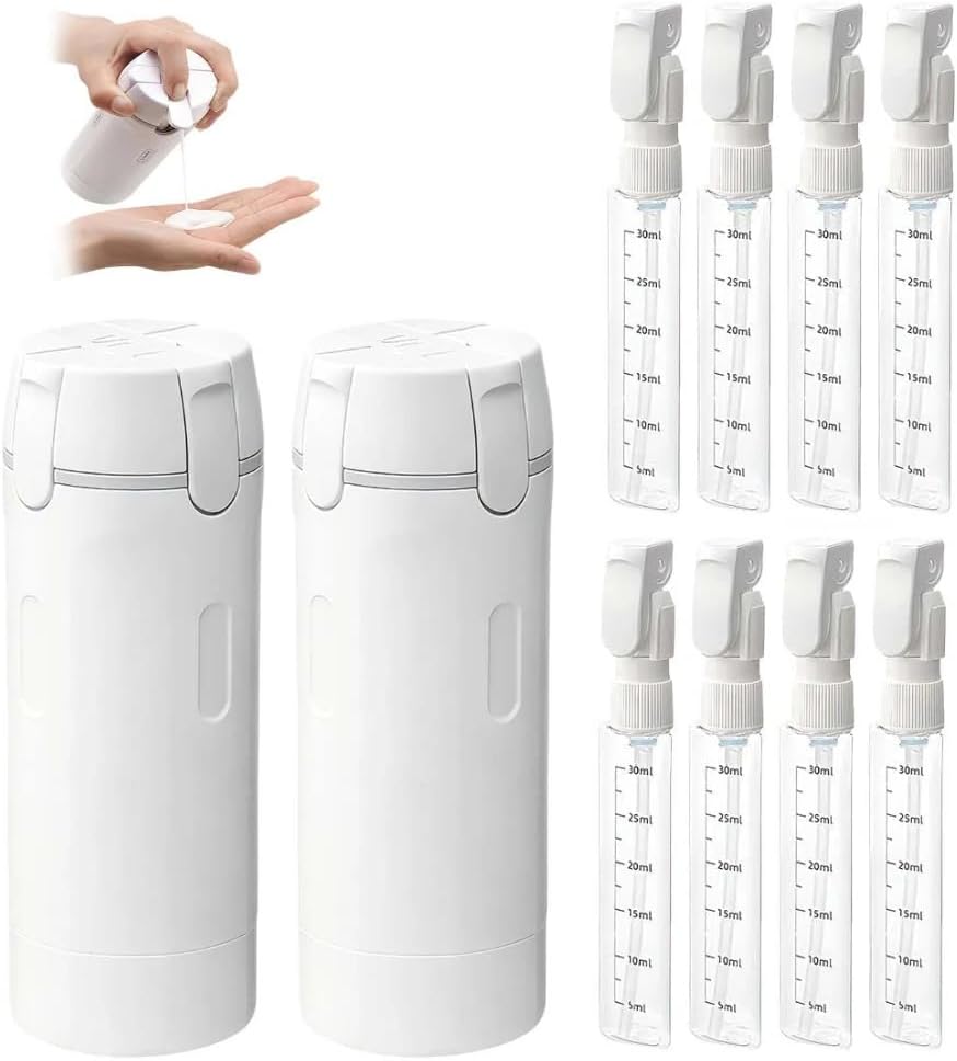 4-in-1 Travel Dispenser Set - Leak Proof 30ML Toiletry Bottles | Portable Shampoo, Lotion, Conditioner Containers (Green)