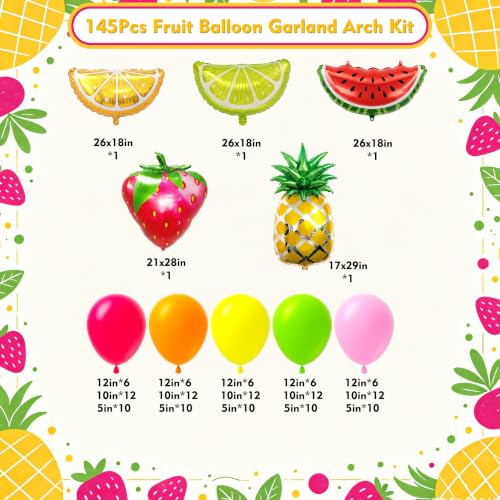 Tropical Fruit Balloon Garland Kit - 145pcs for Birthday Parties