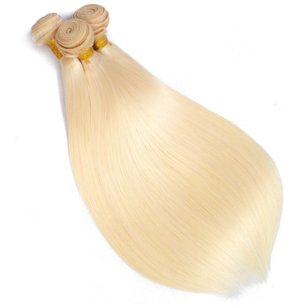 #613 Honey Blonde Bundles Human Hair Blonde Straight Bundles 24 26 28 Inch Unprocessed Brazilian Virgin Hair 3 Bundle 50 Gram Per Bundle Deals Quick Weave Hair For Woman