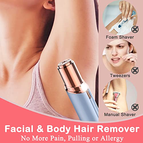 LAIKME Blue Facial Hair Remover for Women, USB Rechargeable Waterproof Eyebrow & Face Razor