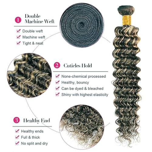 P1B27 Blonde Deep Wave Hair Bundles - 24, 26, 28 Inch | Unprocessed Brazilian Virgin Hair