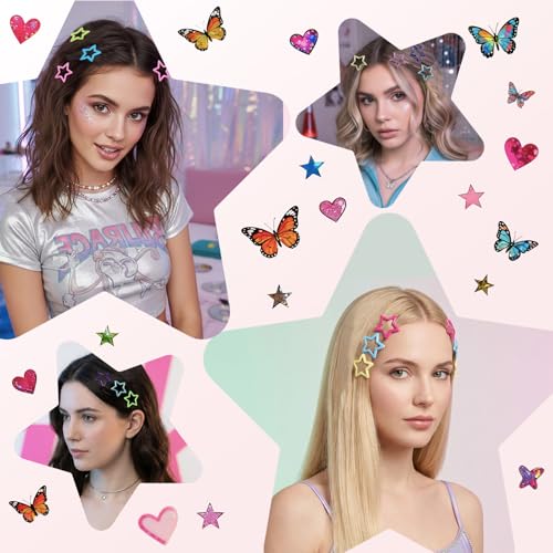 144 Pcs Star Hair Clips - 1.2'' Colorful Non-Slip Barrettes