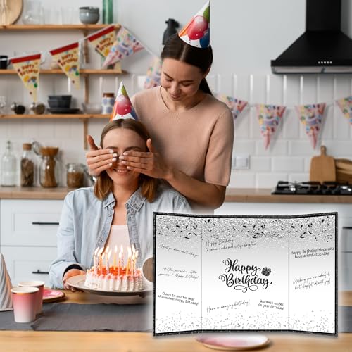Elegant Black Silver Birthday Guest Book - 18"x12" Signing Card