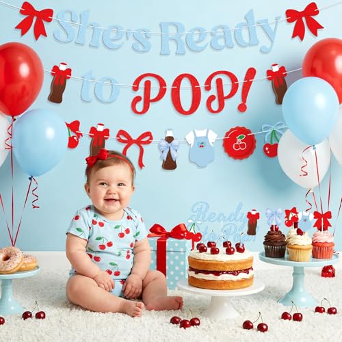 Ready to Pop Baby Shower Decorations Set with Banner & Balloons