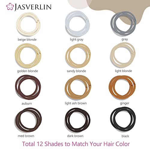 JASVERLIN Gray No Metal Hair Elastics - Strong & Durable 50 Pack