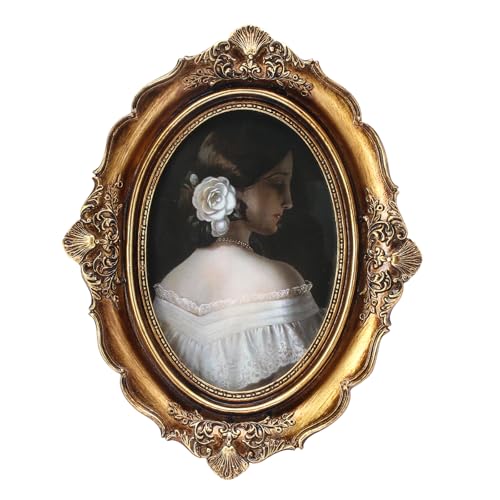 Jiozermi Vintage Oval Picture Frame 4x6 - Antique Bronze Gold Design