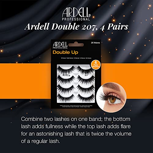 Ardell Double Up 207 False Eyelashes - 4 Pairs, Roundlash, Reusable