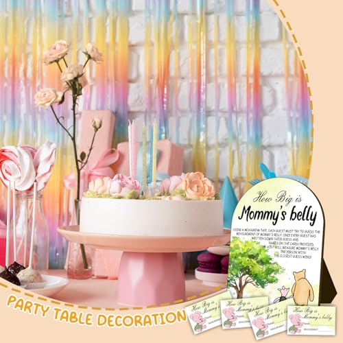 Winnie the Pooh Baby Shower Game Set - 54pcs Belly Measuring & Guest Cards
